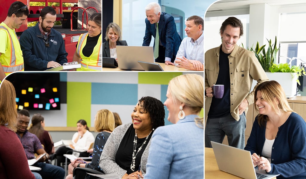 Graphic depicting VHB employees collaborating.