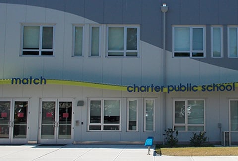 Main entrance of the Match Charter Public School in Boston, MA