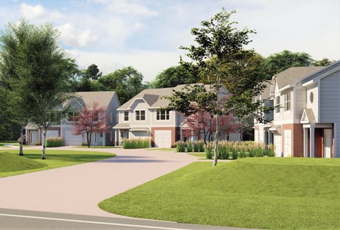 A rendering of rowhomes for the Town of Whately.