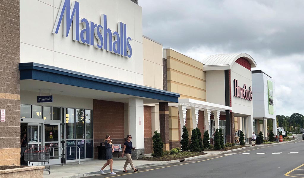 View of Marshalls and HomeGoods at the Shops at Riverhead in New York.
