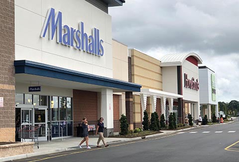 View of Marshalls and HomeGoods at the Shops at Riverhead in New York.