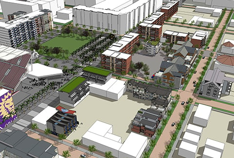 Sketch-up 3D rendering of the Parramore neighborhood in Orlando.