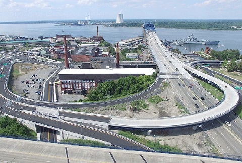 The Route 79 and I-195 interchange in Fall River, Massachusetts.