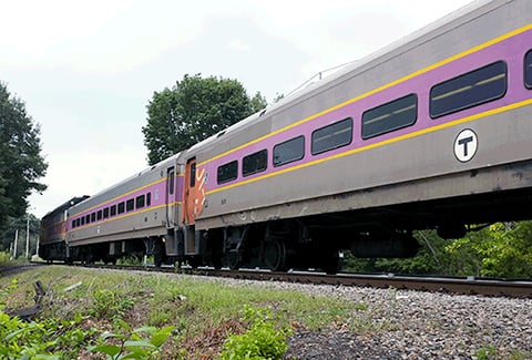 MBTA commuter rail on the South Coast Rail in Massachusetts.