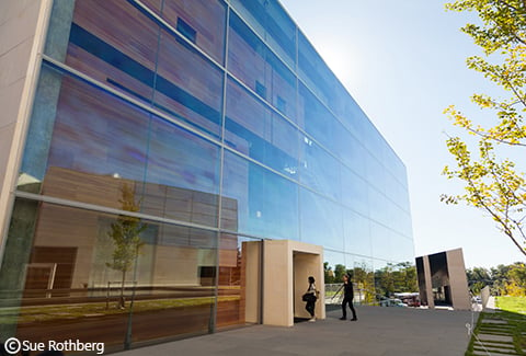 Outdoor entrance to Princeton’s Lewis Center for the Arts.