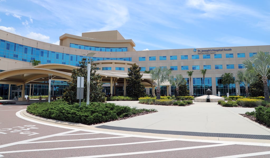 Front facade of St. Joseph’s Hospital-South building.