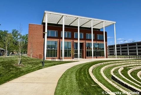 The front entrance of the new School of Data Science at UVA. 