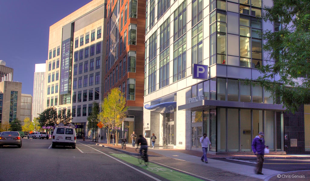 Street view of the Broad Institute in Cambridge, Massachusetts.