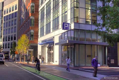 Street view of the Broad Institute in Cambridge, Massachusetts.