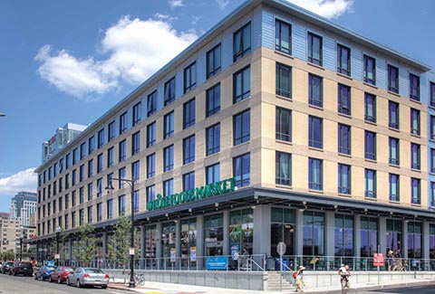 Whole Foods grocery store at the Ink Block Development in Boston, Massachusetts.