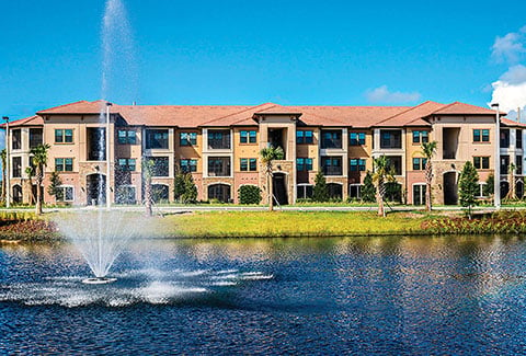 Outdoor living space at the Sanctuary at Eagle Creek in Orange County, Florida.