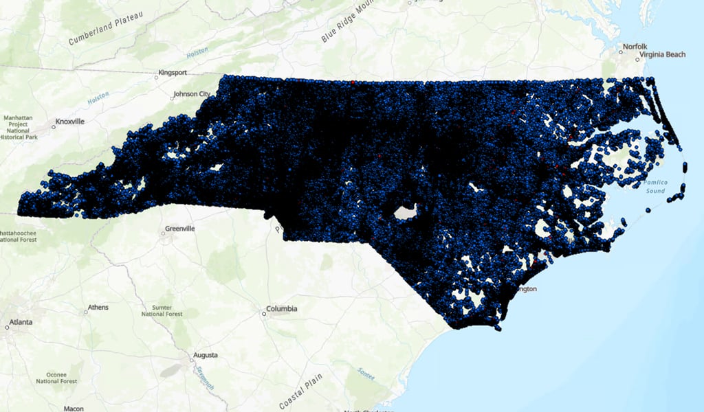 Map of North Carolina.