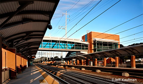 Exterior of West Haven Commuter Station Pedestrian Bridge in West Haven, Connecticut