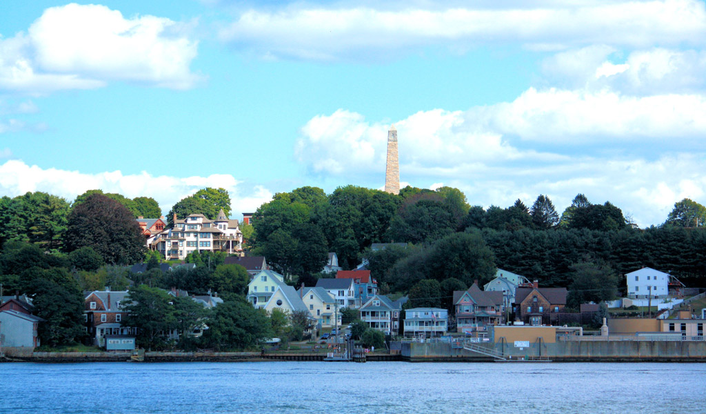 View of water with houses across the way.