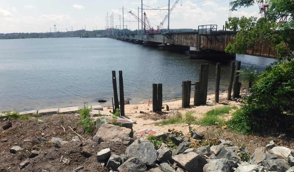 Former industrial site along the Raritan River in Perth Amboy, NJ, that is being transformed into a waterfront park.