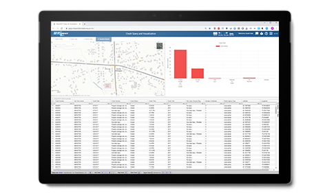 A tablet displaying spreadsheets with crash data from an intersection.