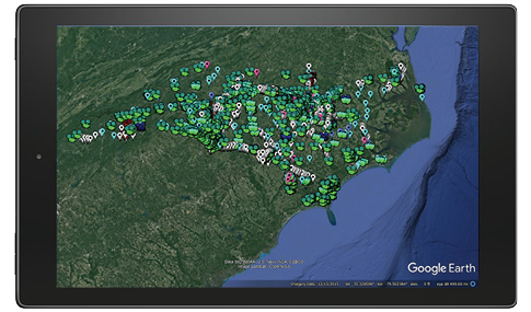 Map on screen of iPad.