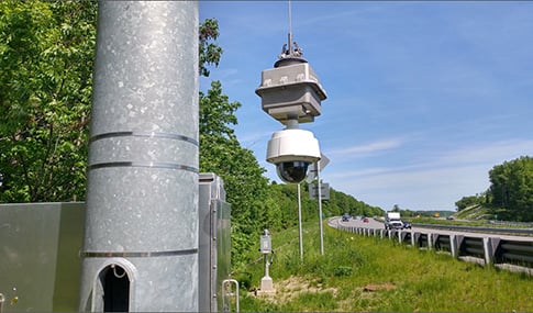 ITS equipment along the highway collecting data.