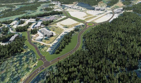 A rendering of the new Killington Road and roundabout.