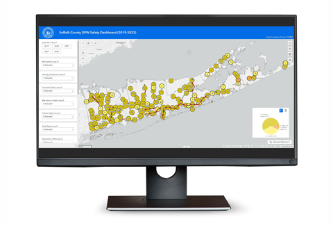 Screenshot of Suffolk County Department of Public Work’s crash database and analytics tool.