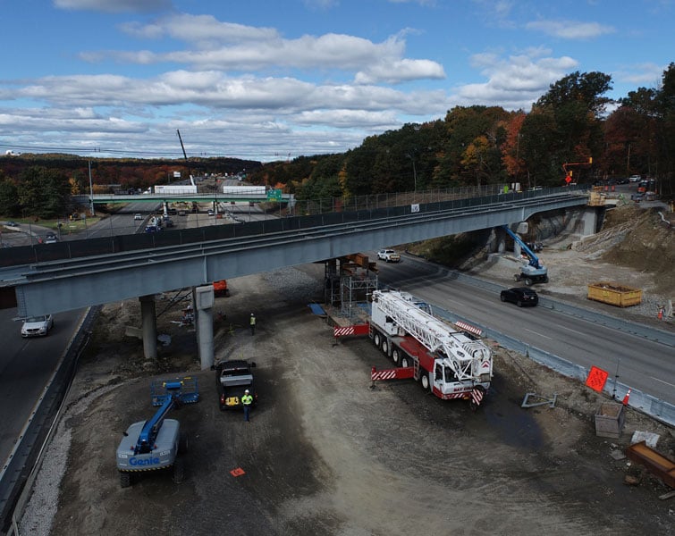 The I-495/I-90 interchange under construction in Massachusetts.