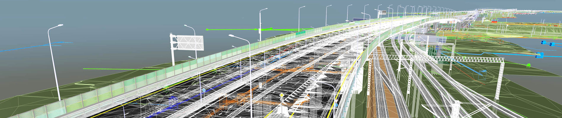 Computer-rendered highway bridge visualization.