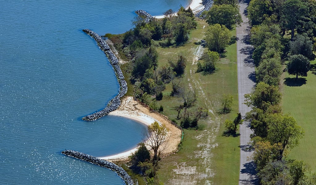 Post construction of the new sills and breakwaters.