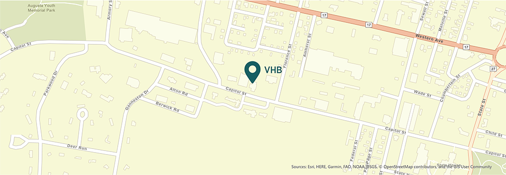 Location of VHB's Augusta, Maine office.