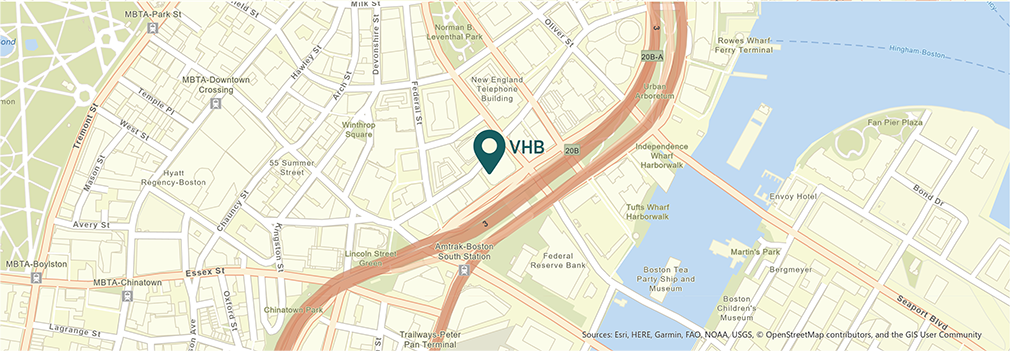 Location of VHB's Boston, Massachusetts office.