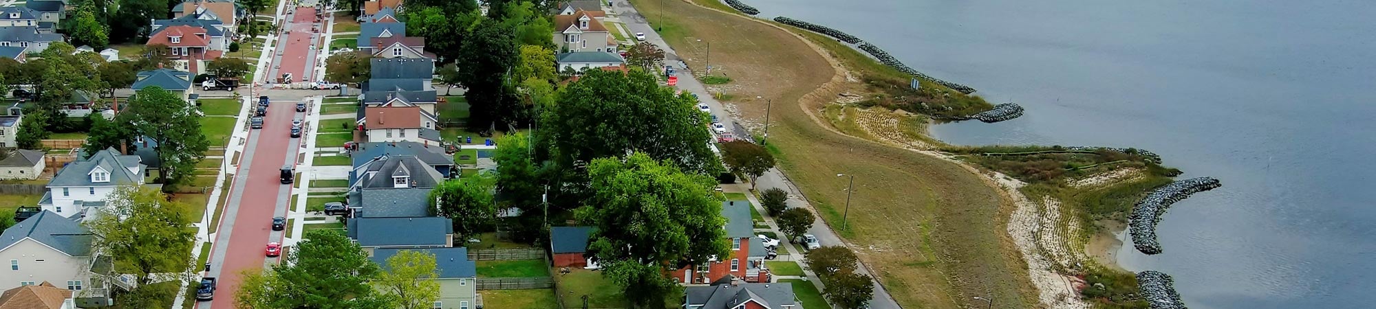 Residential houses along the Virginia coastline