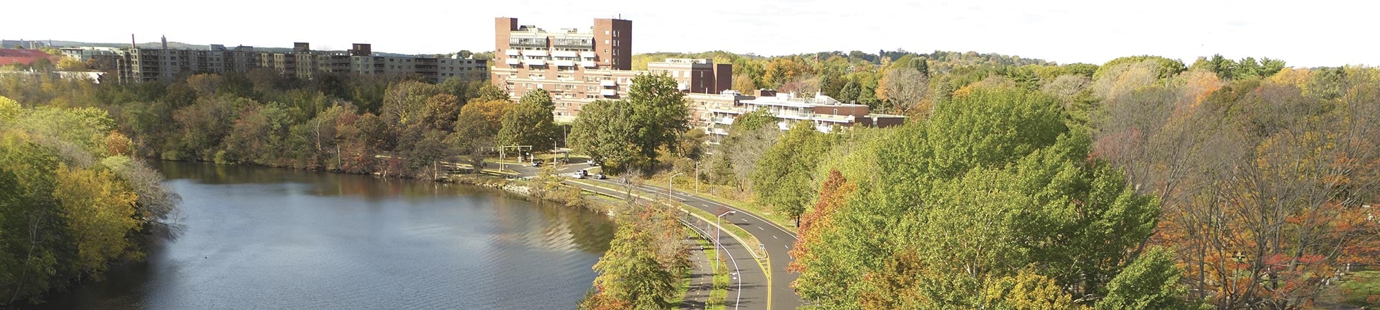 Bird’s eye view of the completed Greenough Boulevard Greenway Expansion along the Charles River