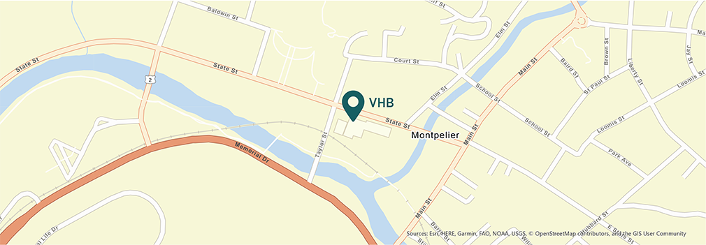 Location of VHB's Montpelier, Vermont office.