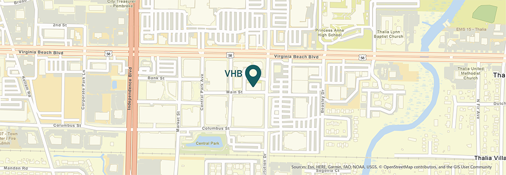 Location of VHB's Virginia Beach, Virginia office.