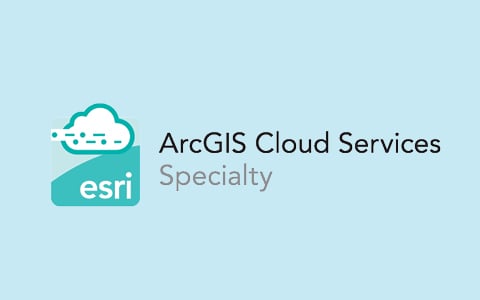 Esri Cloud ArcGIS Cloud Services Specialty Designation logo on a light blue background.