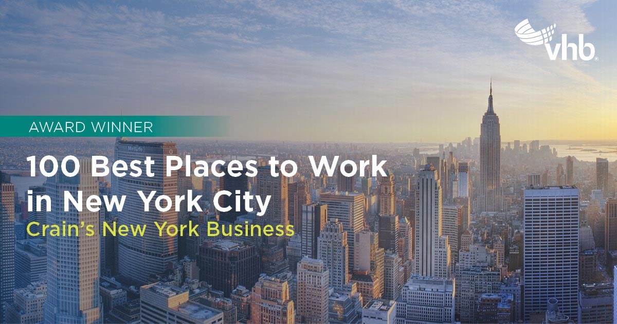 News VHB New York Is Again Among Crain’s 100 Best Places to Work in