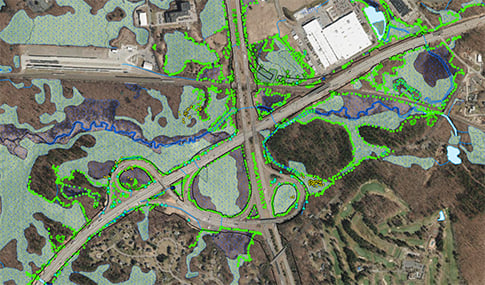 GIS map of wetlands areas.