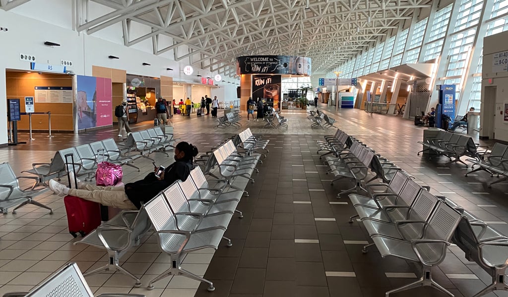 The interior of an airport