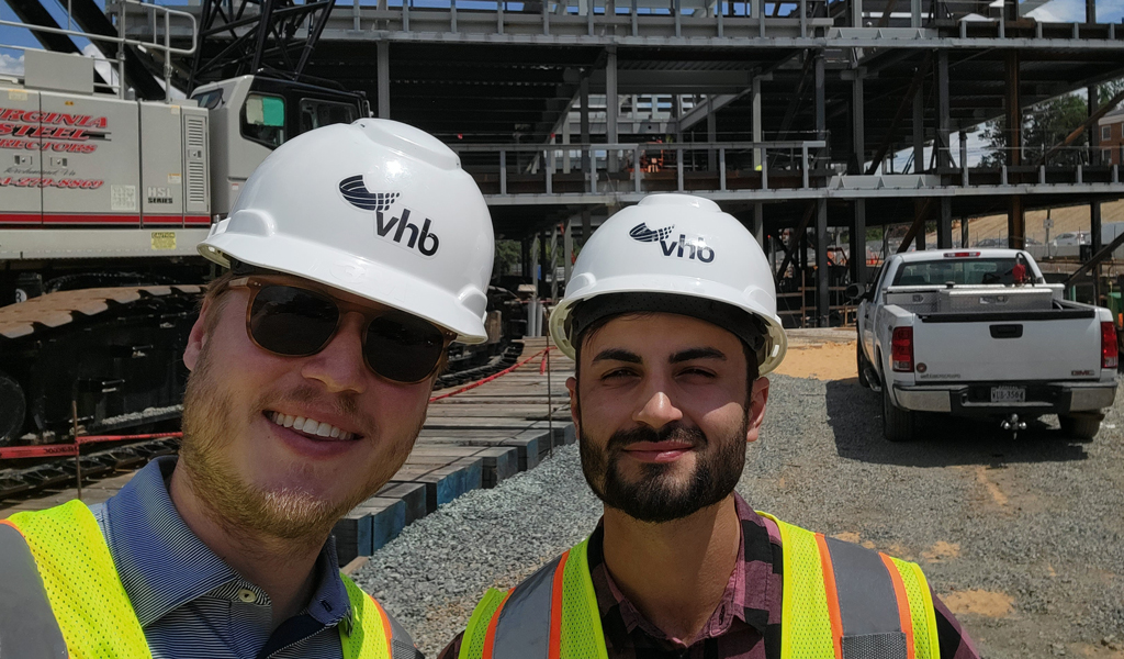 Marshall and Dylan pose for a selfie on a site visit at UVA’s Ivy Corridor.