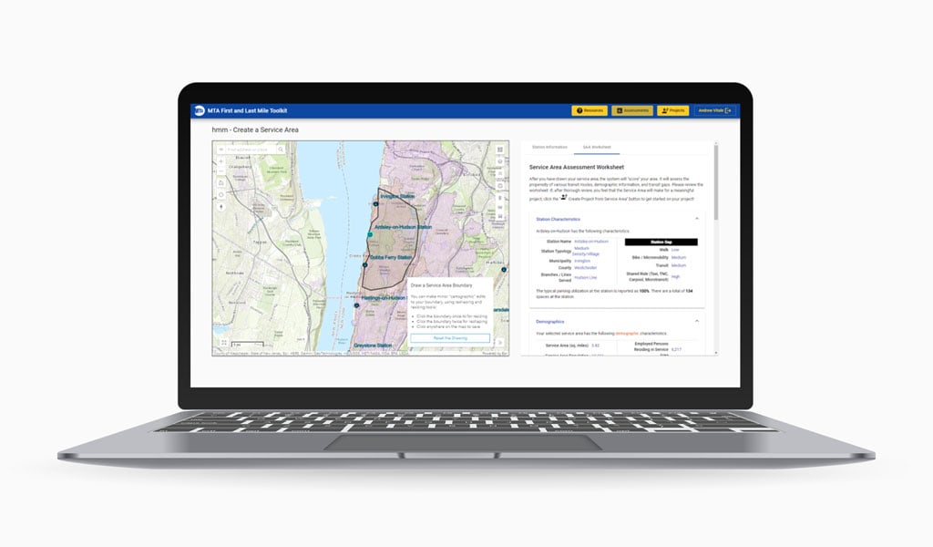 Screen capture of the interactive online First and Last Mile Toolkit.