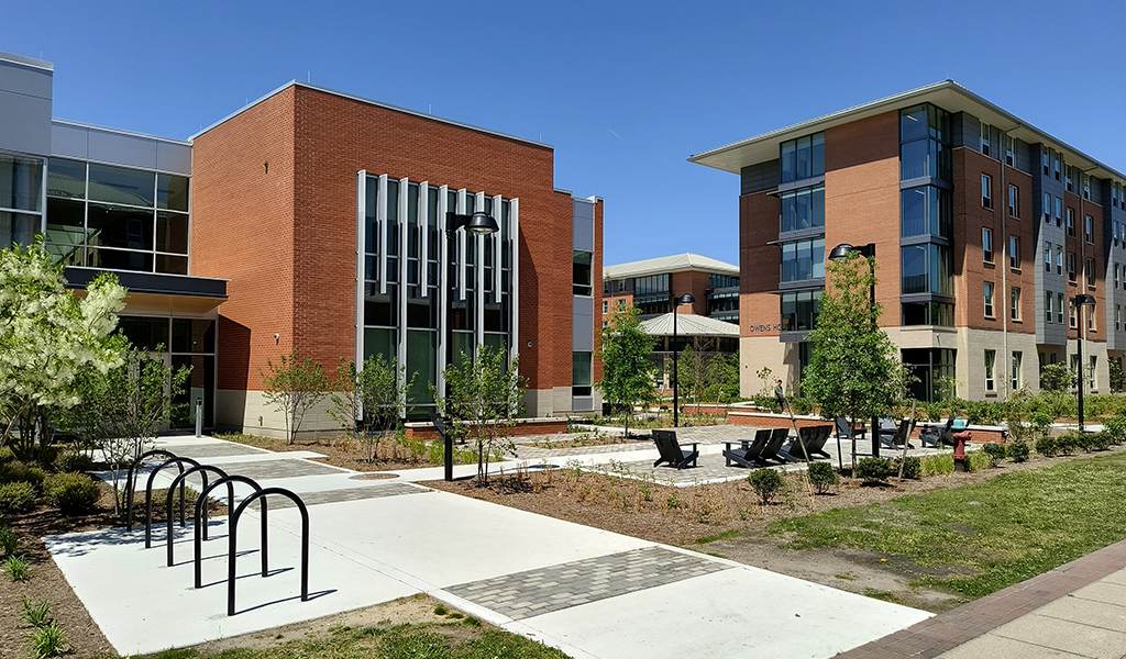 Outdoor space at ODU’s new Student Recreation and Well-Being space.