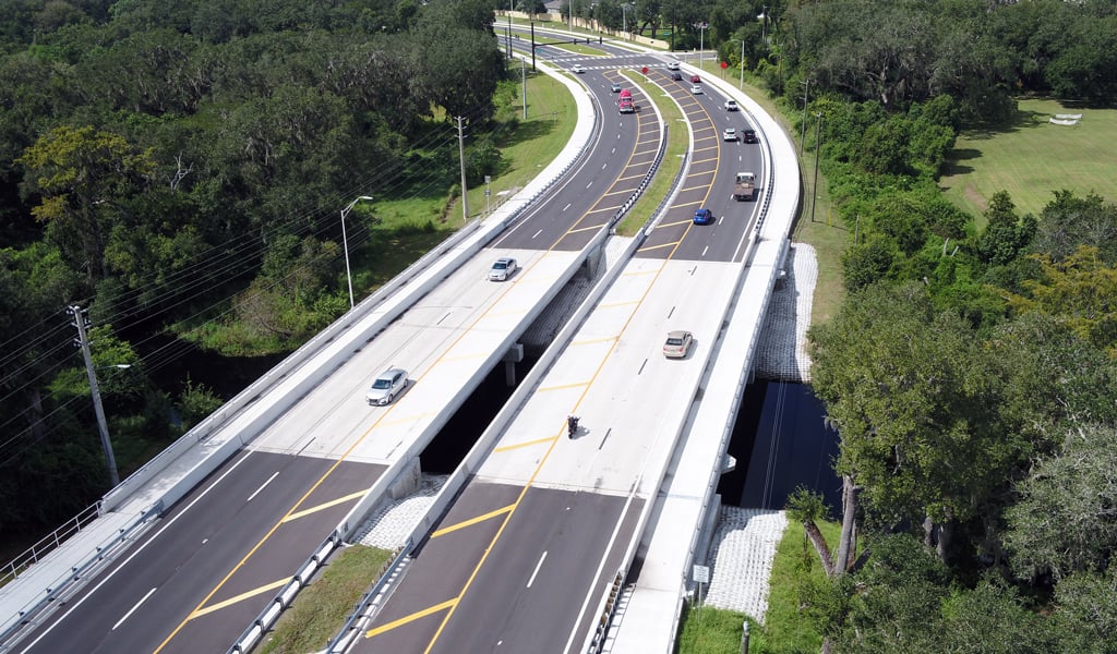 New twin bridges on Simpson Road have wide pathways to accommodate active transportation