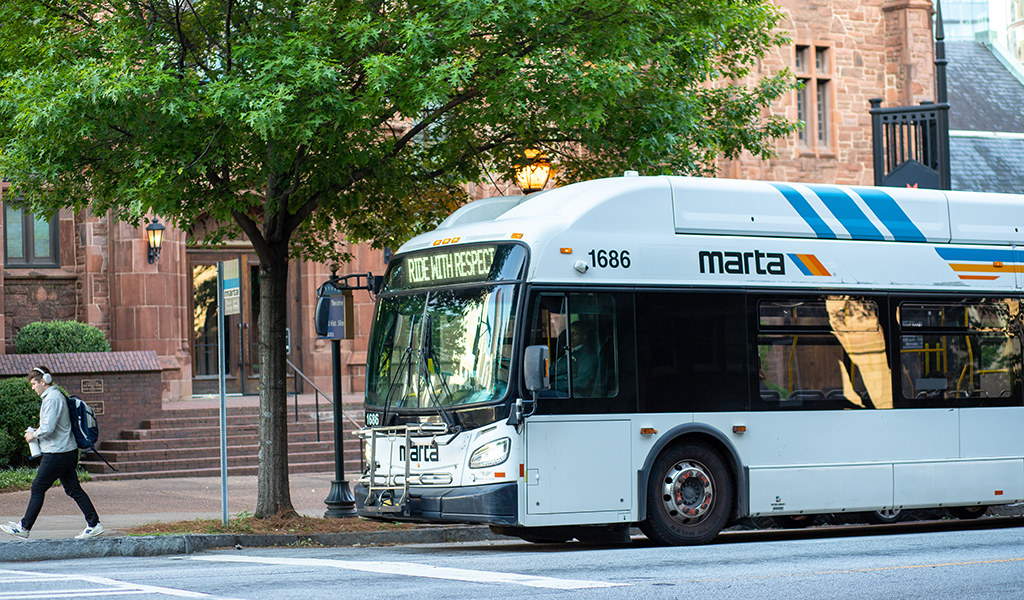 A MARTA bus on the street.