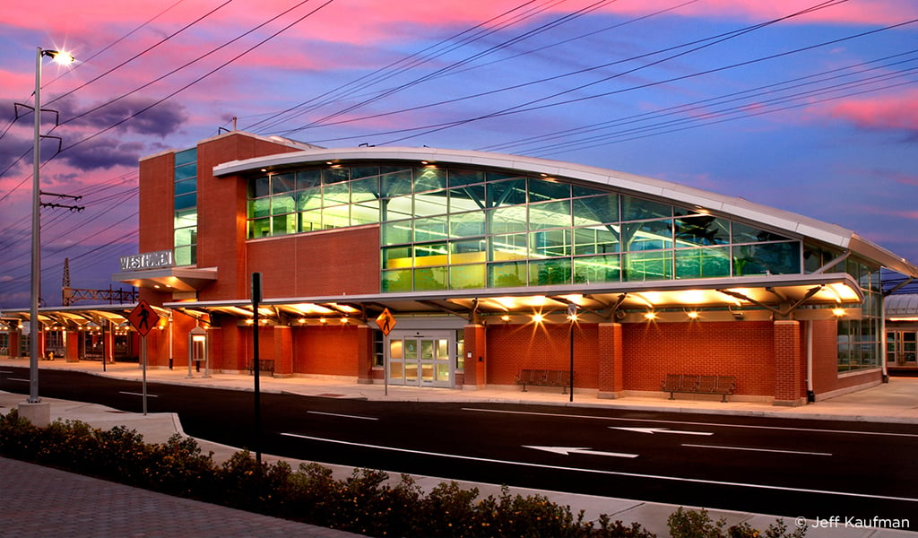 West Haven Station at sunset.