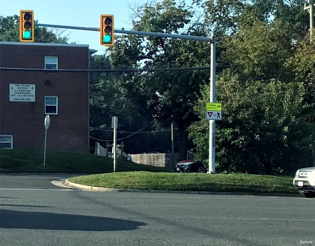 A before photo of the street before safety enhancements were made.