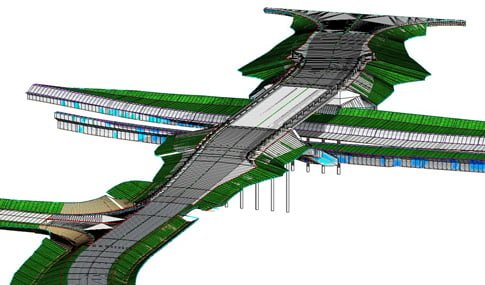 A screenshot of the 3D modeling of the bridge showcasing various layers. 