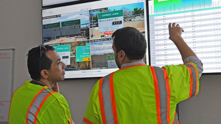 Ahmed and Indra’s ITS Engineering Manager in the Express Lanes’ control room/traffic management center.