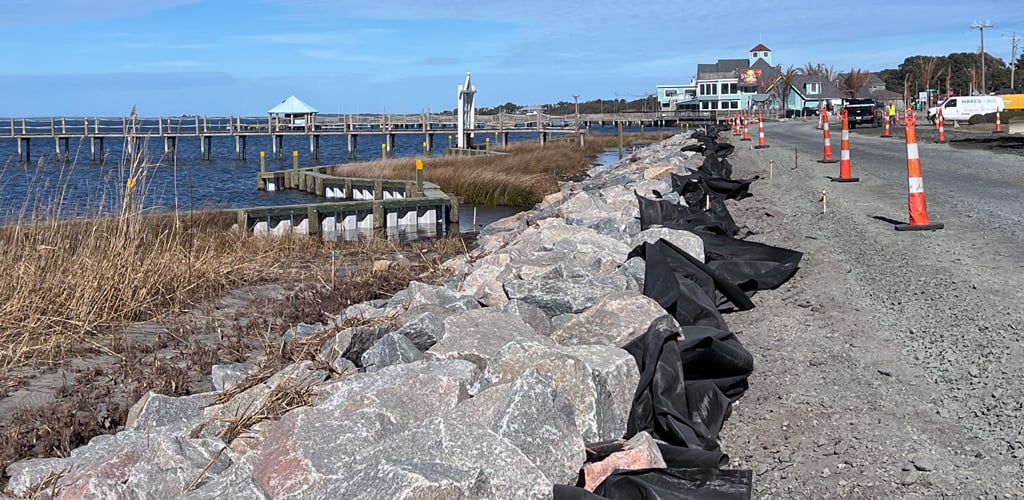 A site plan rendering that showcases the infrastructure upgrades and shoreline improvements.