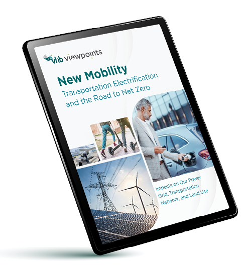 Ipad showing New Mobility e-book cover.