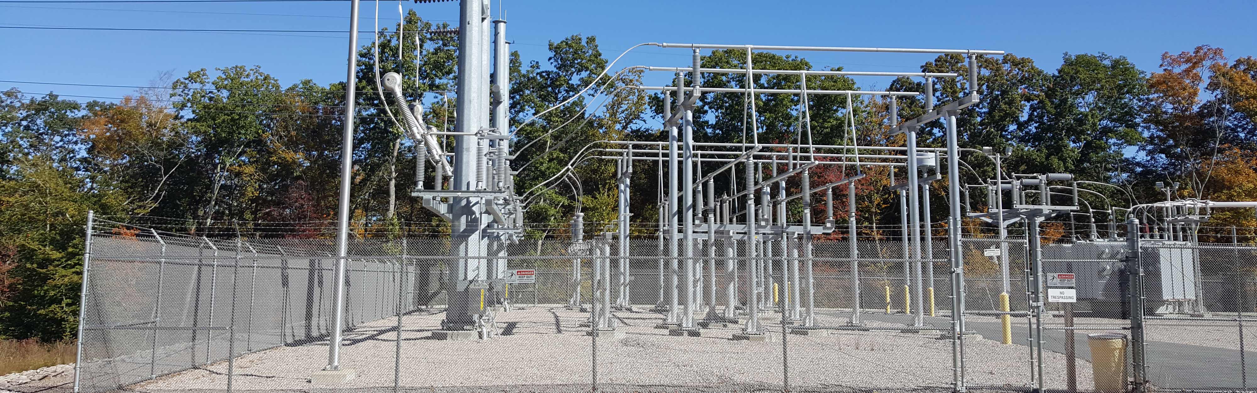 a typical suburban electric substation with lines and conduits